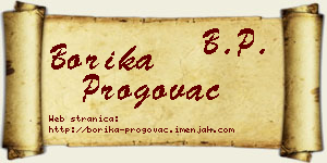 Borika Progovac vizit kartica